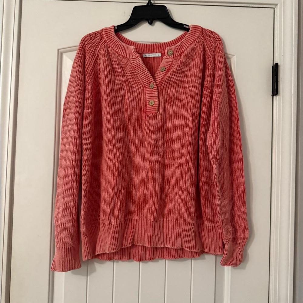 Staccato Coral Button-Front Sweater
